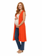 24seven Comfort Basic Maternity Sleeveless Open Front Side Slit Extra Long Jacket