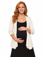 24seven Comfort Basic Maternity Elbow Sleeve Open Front Cascading Shape Jacket