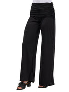 24seven Comfort Basic Womens Soft Stretch Ruched Waist Wide Leg Pants