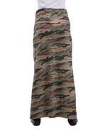 24seven Comfort Essential Womens Soft Stretch Camouflage Elastic Waist Maxi Skirt