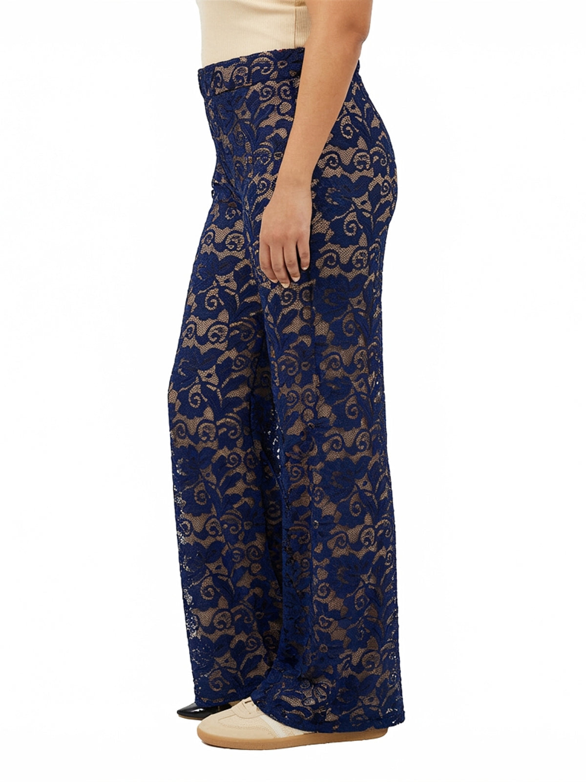 24seven Comfort Elevate Curvy Lace Elastic Waist Wide Leg Pants