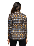 24seven Comfort Essential Maternity Brown Geometric Print Turtleneck Long Sleeve Fitted Top