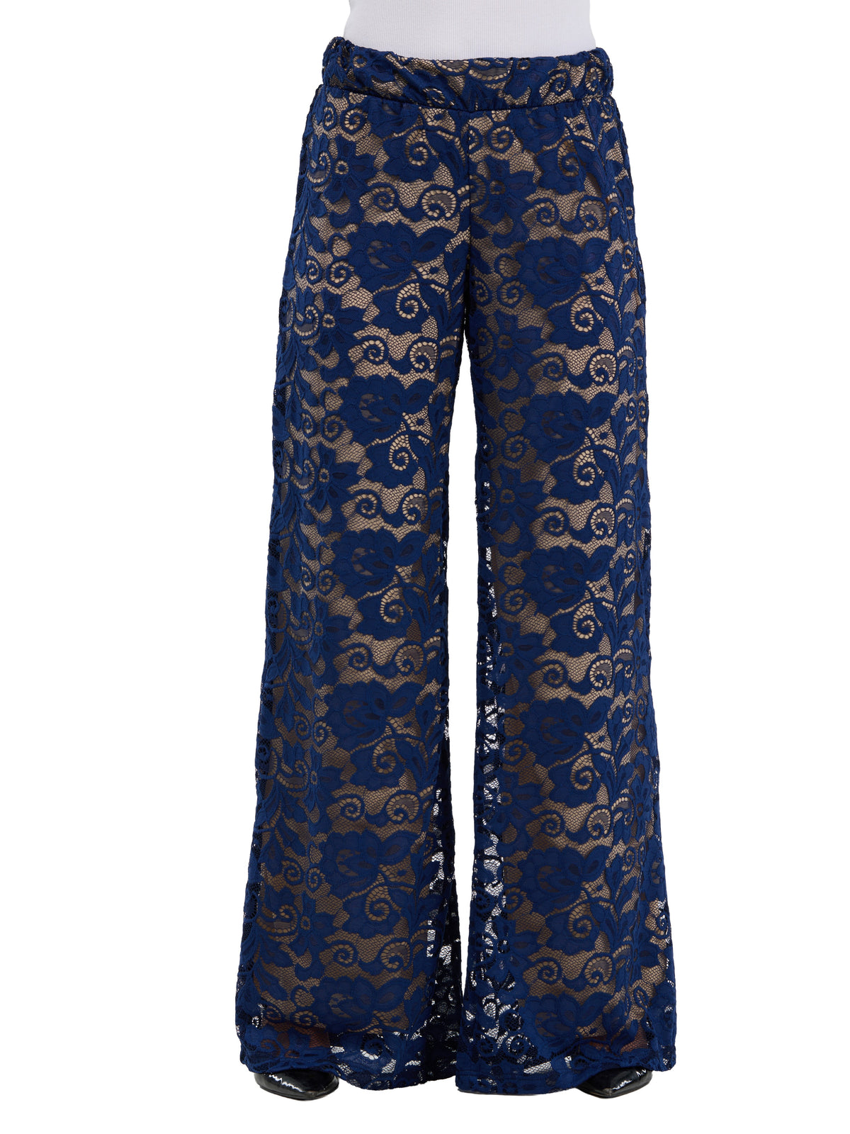 24seven Comfort Elevate Womens Lace  Elastic Waist Wide Leg Pants