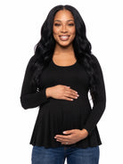 24seven Comfort Basic Maternity Long Sleeve Scoop Neck Swing Style Soft Flare Tunic Top