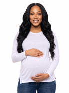 24seven Comfort Basic Maternity Wide Boat Neck Long Sleeve Dolman Style Top