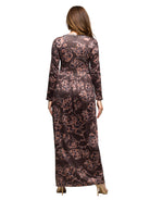 24seven Comfort Essential Petite Floral Long Sleeve Square Neck Pleated Maxi Dress