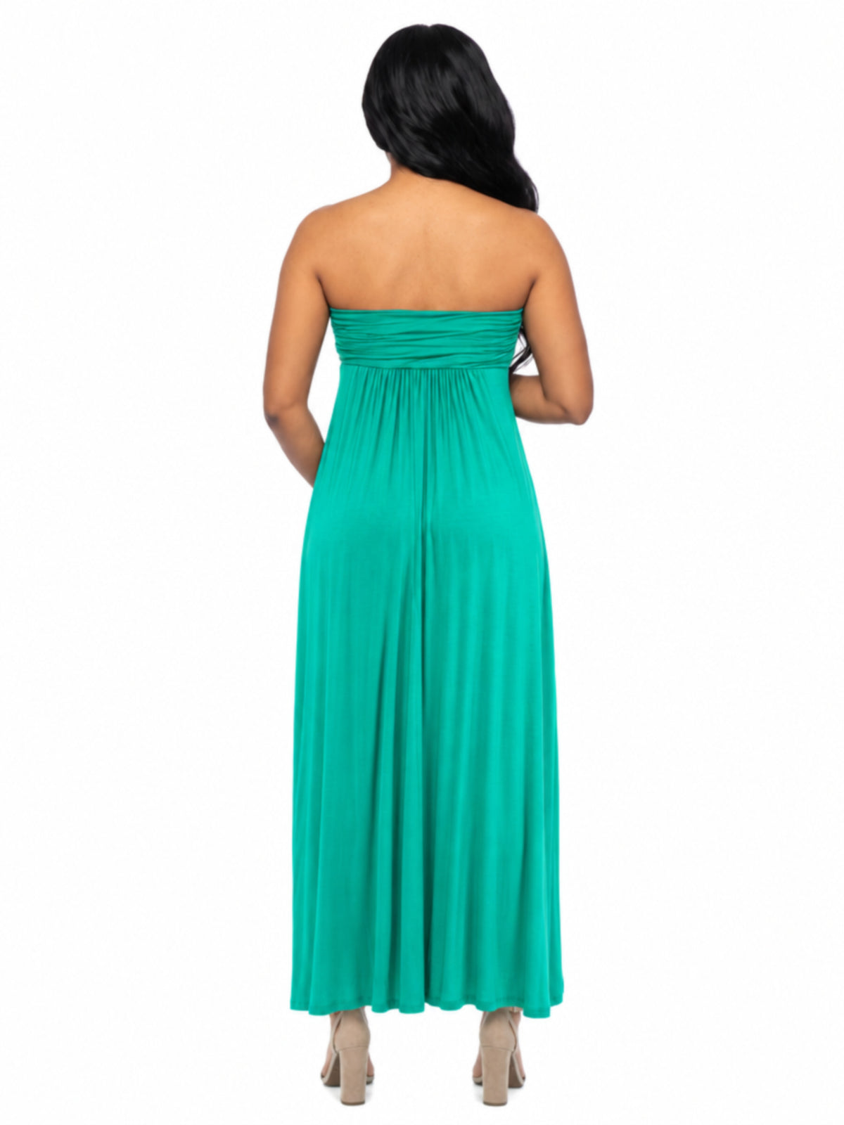 24seven Comfort Essential Maternity Strapless Empire Waist Ruched Detail Pleated Maxi Dress