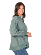 24seven Comfort Essential Petite V-Neck Long Sleeve Ribbed Knit Top