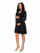24seven Comfort Essential Maternity Scoop Neck Long Sleeve Knee Length Skater Dress
