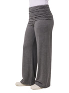 24seven Comfort Basic Curvy Soft Stretch Ruched Waist Wide Leg Pants
