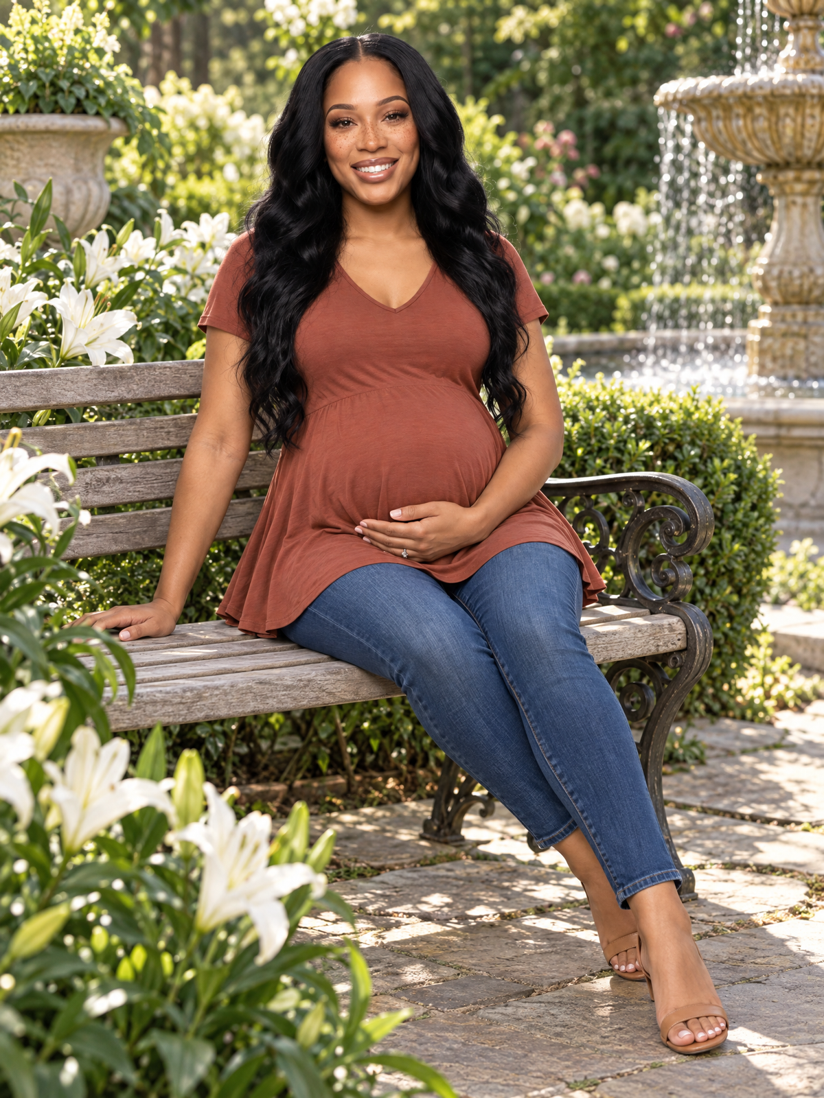24seven Comfort Basic Maternity V Neck Short Sleeve Swing Tunic Top