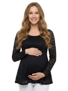 24seven Comfort Elevate Maternity Lace Scoop Neck Long Sleeve Tunic Top