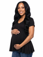 24seven Comfort Basic Maternity V Neck Short Sleeve Swing Tunic Top