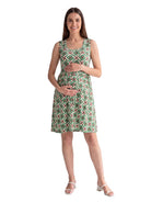 24seven Comfort Essential Maternity Geometric Sleeveless Fit N Flare Knee Length A Line Dress