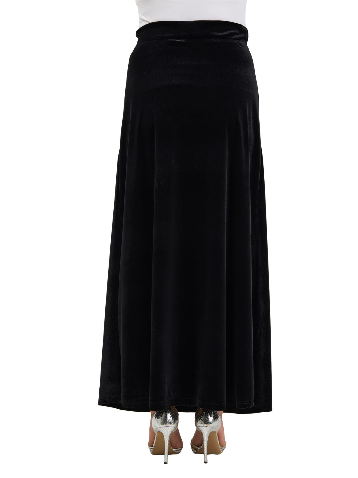 24seven Comfort Elevate Womens Velvet Elastic Waist Soft Stretch Maxi Skirt