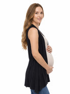 24seven Comfort Basic Maternity Open Front Sleeveless Cascading Drape Jacket