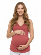 24seven Comfort Basic Maternity V Neck Sleeveless Round Hemline Tunic Tank Top