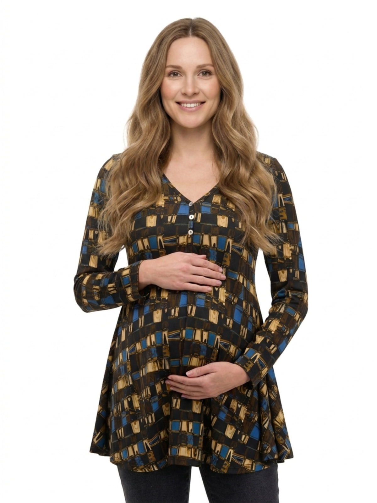 24seven Comfort Essential Maternity with Flare V-neck Long Sleeve Top