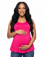 24seven Comfort Basic Maternity Scoop Neck Sleeveless Flared Tunic Tank Top