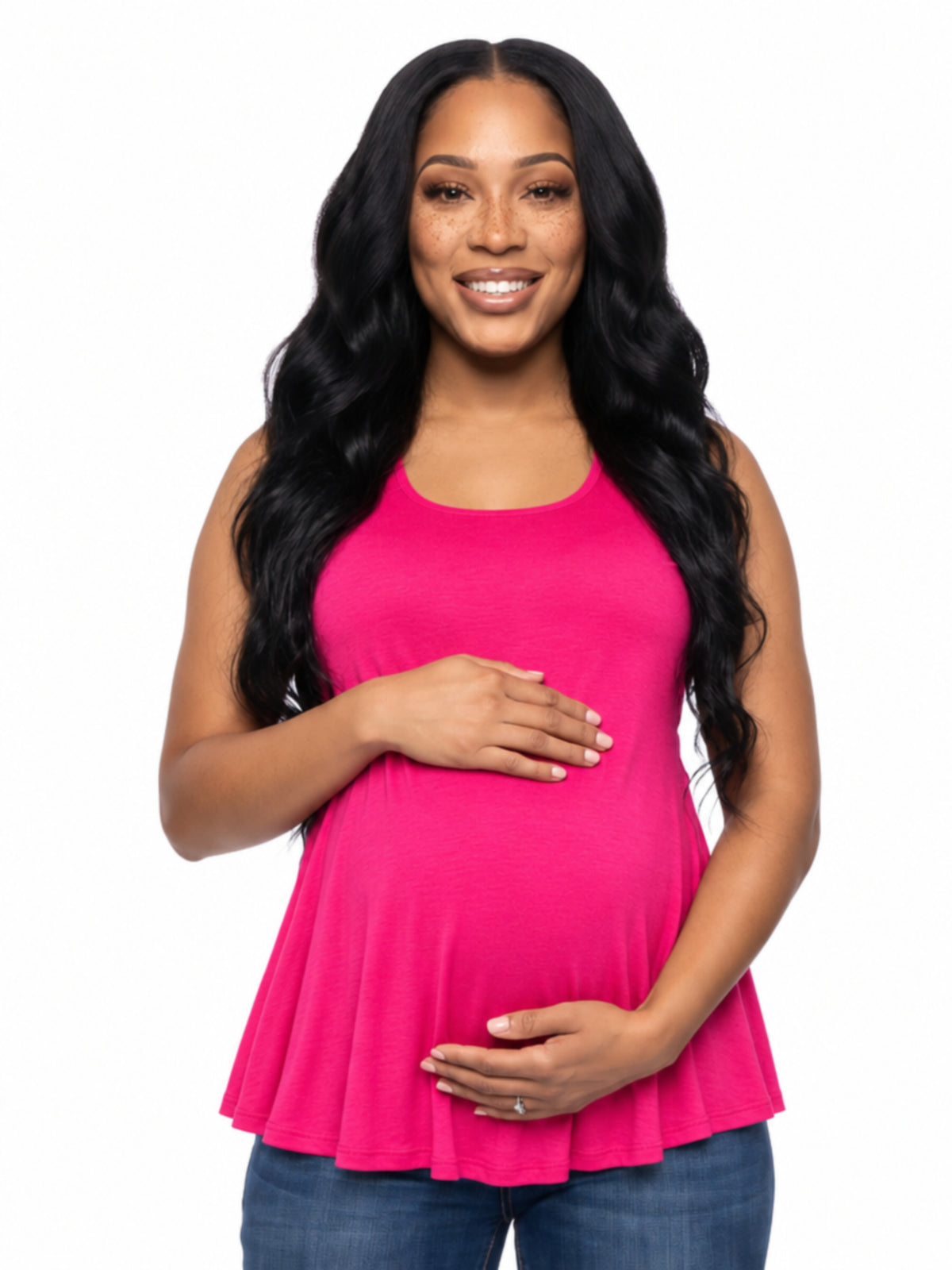 24seven Comfort Basic Maternity Scoop Neck Sleeveless Flared Tunic Tank Top