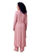 24seven Comfort Basic Maternity Long Sleeve Tie Waist Soft Jacket and Elastic Waist Wide Leg Pant Set