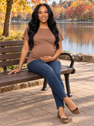 24seven Comfort Basic Maternity Wide Boat Neck Loose Fit Dolman Sleeve Top
