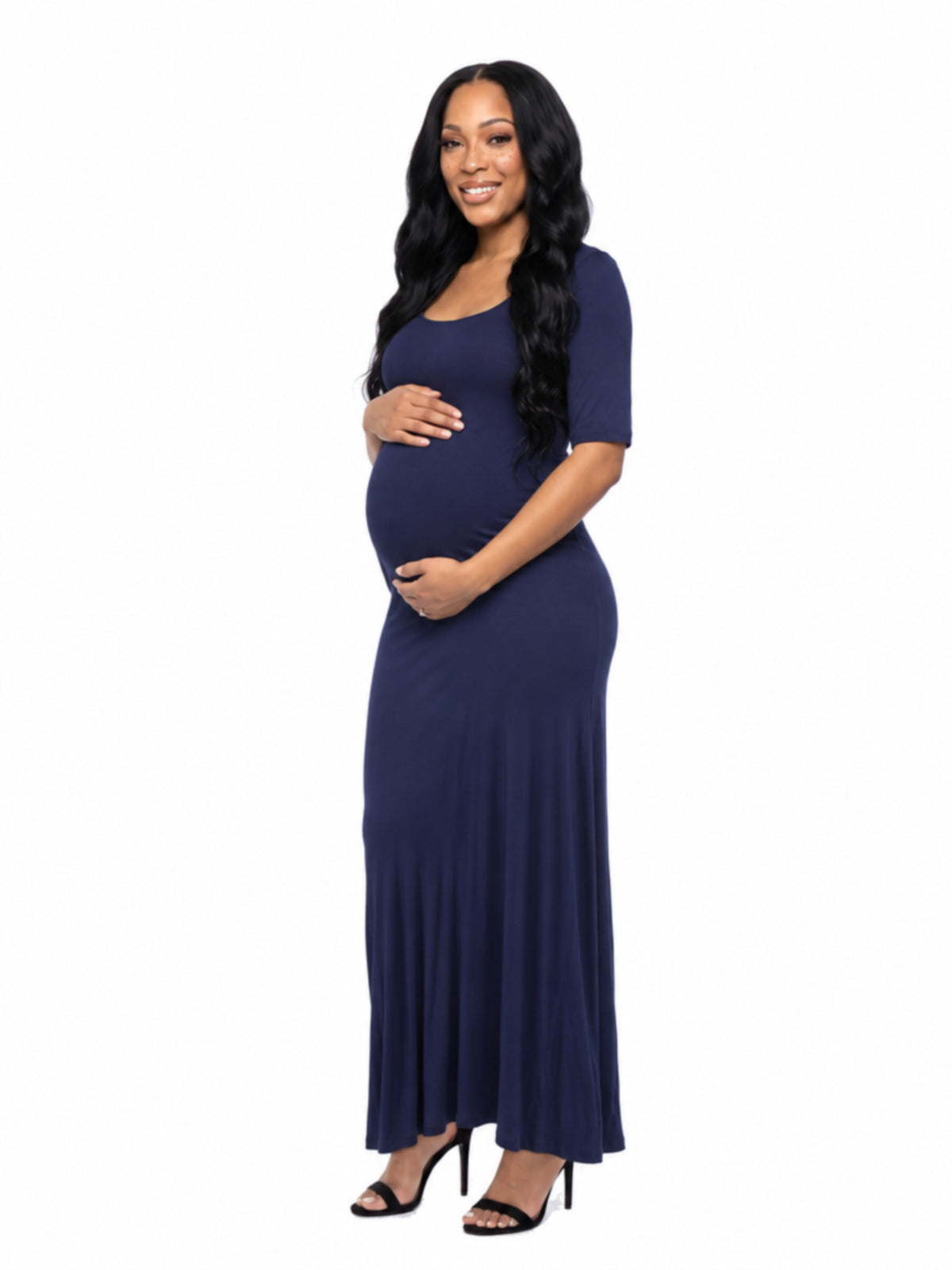 24seven Comfort Essential Maternity Scoop Neck A Line Maxi Dress