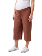24seven Comfort Basic Maternity Ribbed Knit Drawstring Flared Capri Pants