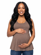 24seven Comfort Basic Maternity Scoop Neck Sleeveless Flared Tunic Tank Top
