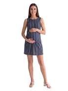 24seven Comfort Essential Maternity Striped Round Neck Sleeveless A Line Mini Shift Dress