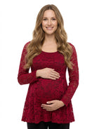 24seven Comfort Elevate Maternity Lace Scoop Neck Long Sleeve Tunic Top