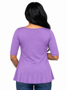 24seven Comfort Basic Maternity V Neck Elbow Sleeve Flared Henley Style Tunic Top