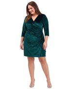 24seven Comfort Elevate Curvy Velvet Wrap V-Neck Three-Quarter Sleeve Dress