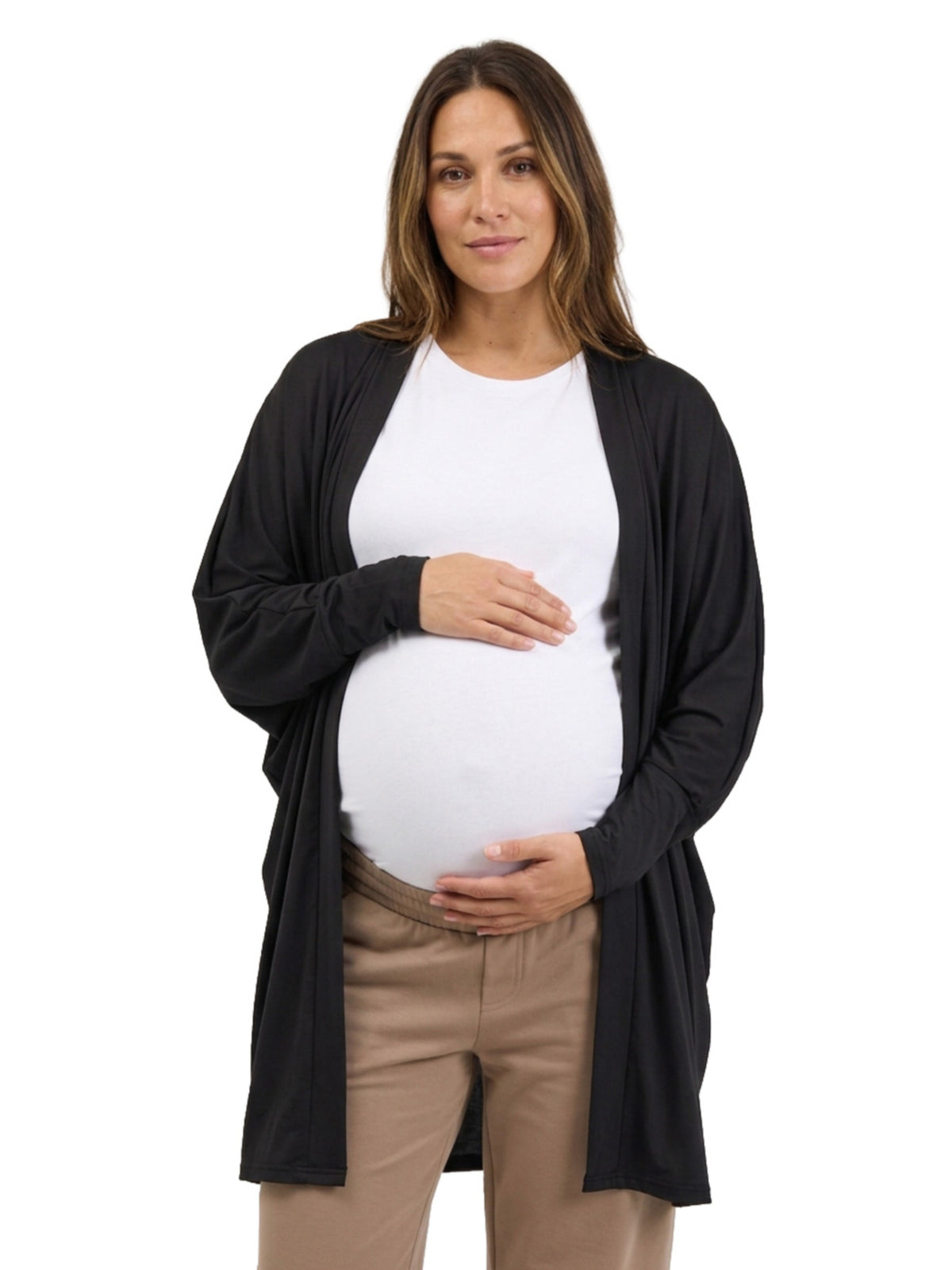 24seven Comfort Basic Maternity Soft Stretch Open Front Cardigan Jacket