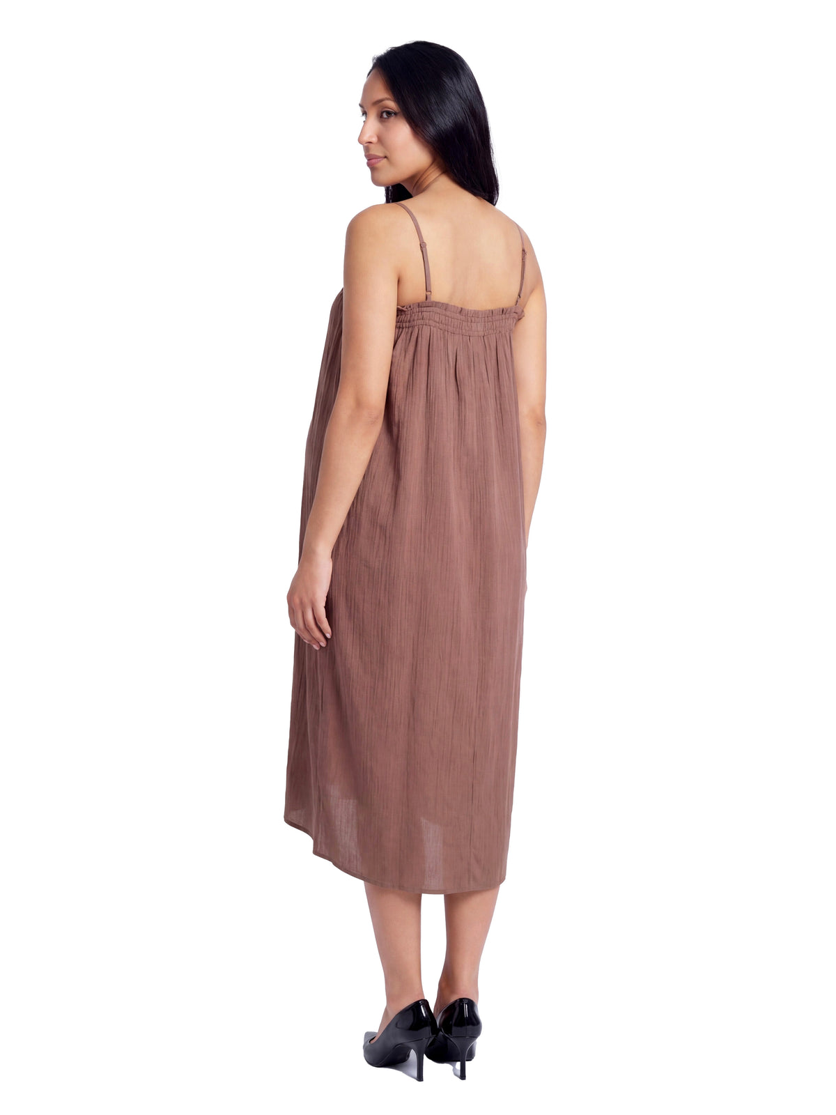 24seven Comfort Essential Maternity Spaghetti Strap Smocked Pocket A Line Maxi Dress