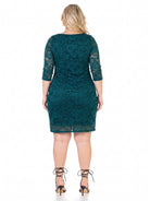 24seven Comfort Elevate Curvy Elegant Floral Lace Three-Quarter Sleeve Dress