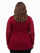 24seven Comfort Elevate Curvy Lace Long Sleeve Scoop Neck Tunic Top