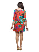 24seven Comfort Essential Petite Floral Three-Quarter Sleeve Boat Neck A-Line Dress