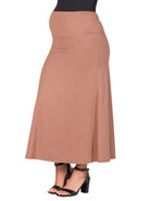 24seven Comfort Basic Maternity Elastic Waist Ankle Length A Line Maxi Skirt
