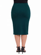 24seven Comfort Essential Curvy Soft Stretch Elastic Waist Midi Skirt
