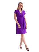 24seven Comfort Essential Maternity Mandarin Collar V Neck Knee Length Faux Wrap Dress
