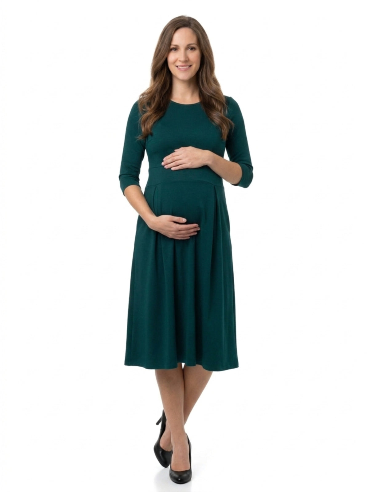 24seven Comfort Essential Maternity Elegant Three-Quarter Sleeve Dress