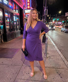 24seven Comfort Elevate Curvy V-Neck Three-Quarter Sleeve Wrap Dress