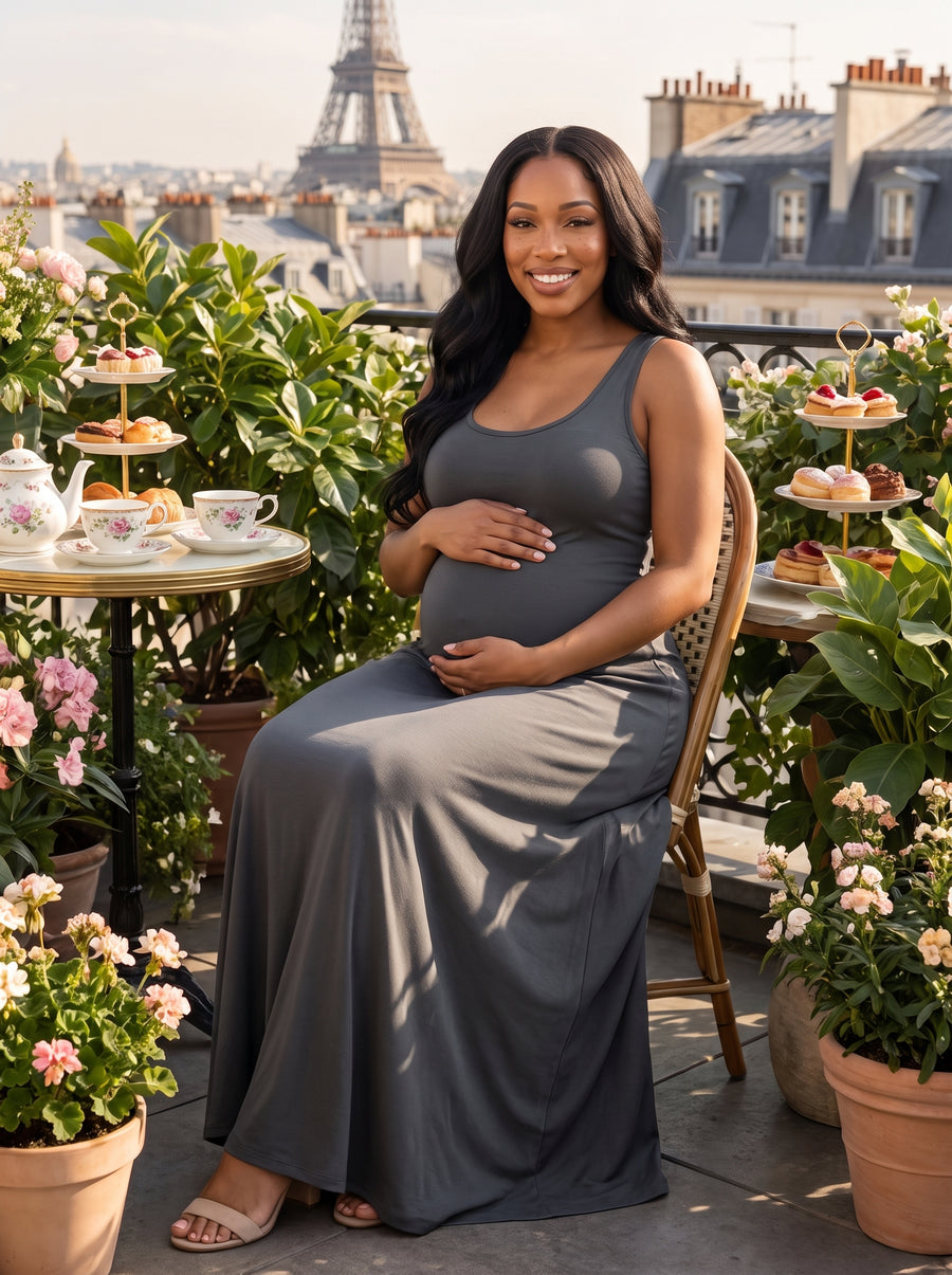 24seven Comfort Essential Maternity Scoop Neck Sleeveless A Line Maxi Dress