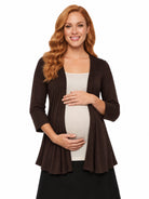 24seven Comfort Basic Maternity Open Front Elbow Sleeve Long Fit Jacket