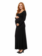 24seven Comfort Essential Maternity Scoop Neck Long Sleeve Maxi A Line Dress