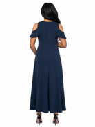 24seven Comfort Elevate Maternity Ruffle Cold Shoulder A Line Maxi Dress