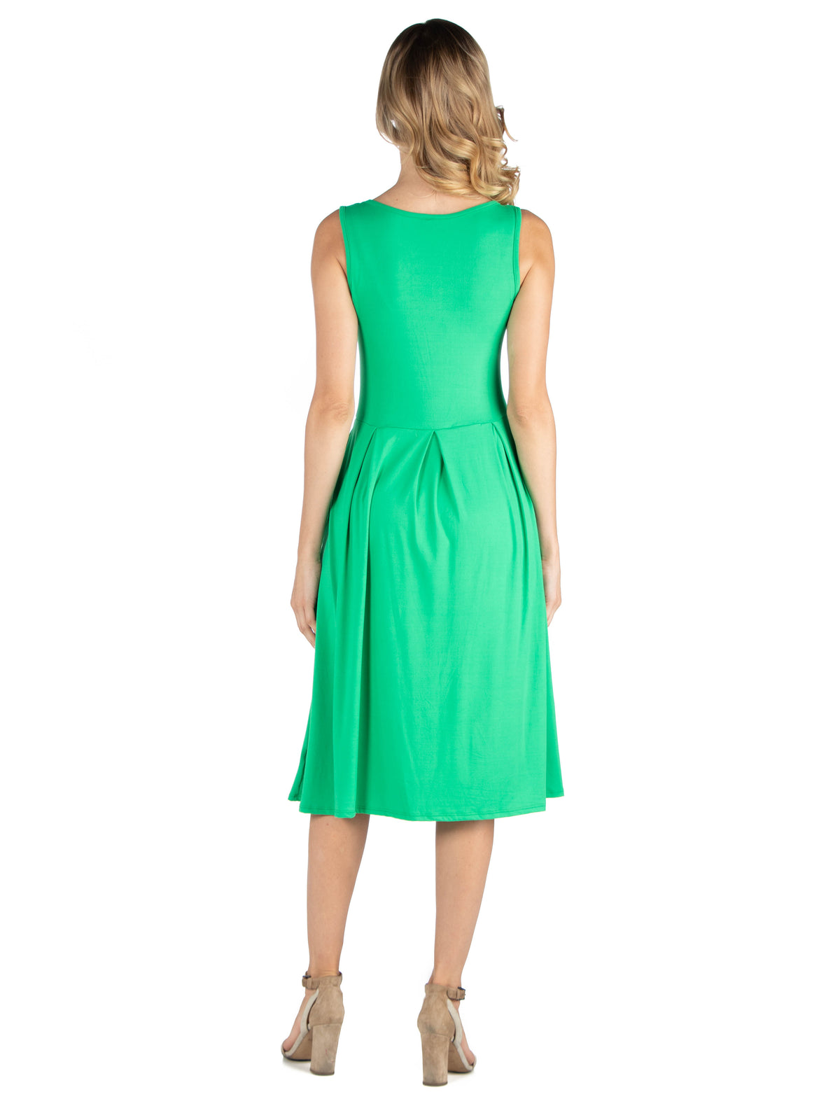 24seven Comfort Essential Maternity V Neck Sleeveless Fit N Flare Pocket Midi Dress