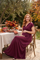 24seven Comfort Essential Maternity Cap Sleeve V Neck Empire Waist A Line Maxi Dress