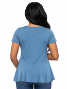 24seven Comfort Basic Maternity V Neck Short Sleeve Swing Tunic Top